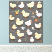 Schattige Kawaii Duck: meerdere vector Design Canvas Afdruk (Insitu (Houten vloer))