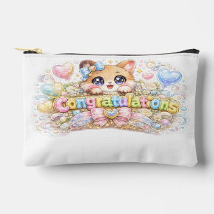 Schattige Kawaii Felicitaties Kat Pastel Roze Bloe Etui