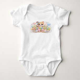 Schattige Kawaii Felicitaties Kat Pastel Roze Bloe Romper