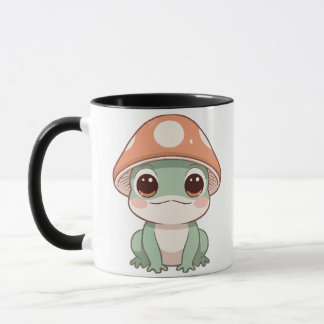 Schattige Kawaii Frog in Mushroom Pet Coffee Mok
