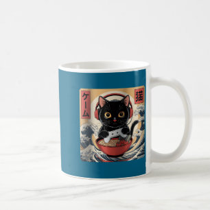 Schattige Kawaii Gamer Kat Fun Ramen Retro Japanse Koffiemok