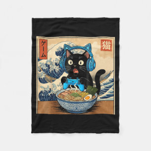 Schattige Kawaii Gamer Kat Grappige Ramen Japanse  Fleece Deken