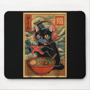 Schattige Kawaii Gamer Kat Grappige Ramen Retro Ja Muismat