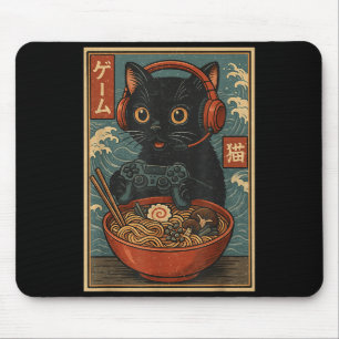 Schattige Kawaii Gamer Kat Grappige Ramen Retro Ja Muismat