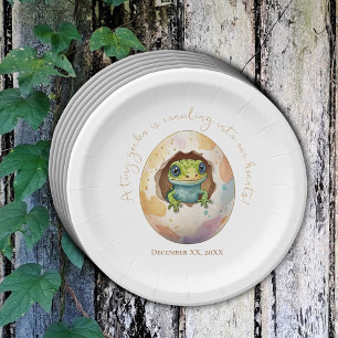 Schattige Kawaii Gecko Hagedis Egg Baby shower Papieren Bordje