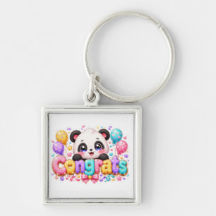 Schattige Kawaii Gefeliciteerd Panda Naam Pastel R Sleutelhanger