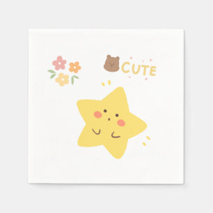: Schattige Kawaii Gele Ster Papieren Servet