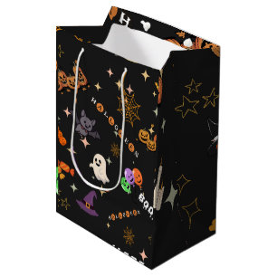 Schattige Kawaii Halloween Doodles Griezeldonatie Medium Cadeauzakje