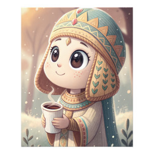 Schattige Kawaii Hatshepsut   Voedsel & Kokosnoot  Foto Afdruk