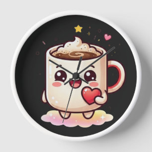 Schattige Kawaii Heet Chocolade Mok met Hart Vecto