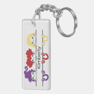 Schattige Kawaii Heksenzusters Katten Naam Monogra Sleutelhanger