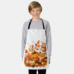 Schattige Kawaii Herfst Pompoen Vos Uil Herfst Die Schort