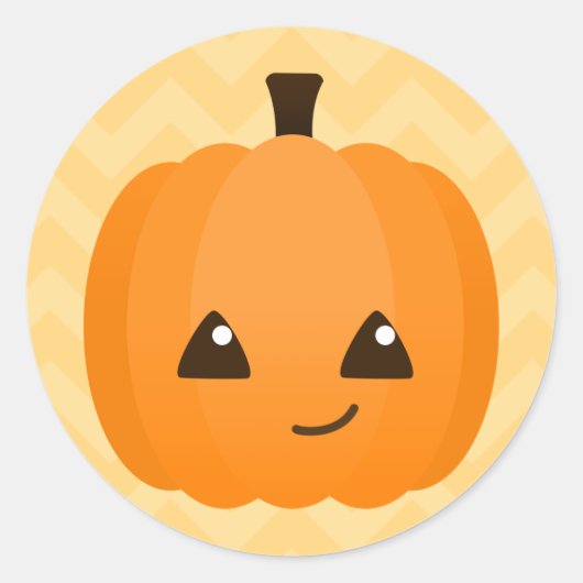 Schattige Kawaii Jack o'Lantern Ronde Sticker (Voorkant)