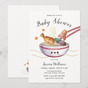 Schattige Kawaii Japanse Miso Ramen Baby Shower Kaart