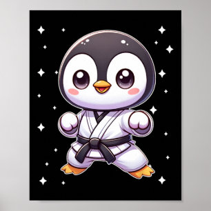 Schattige Kawaii Karate Pinguïn Vechtkunst 1 Poster
