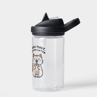 Schattige Kawaii Kat Drinkt Bubble Tea Waterfles