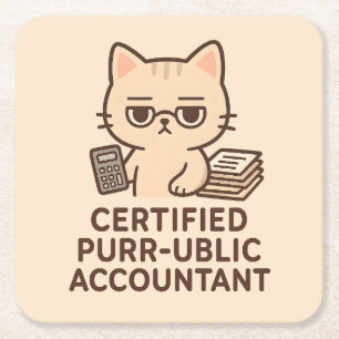 Schattige Kawaii Kat Gecertificeerd Openbaar Accou Vierkante Kartonnen Onderzetter