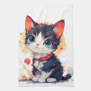 Schattige Kawaii Kat voor Kat Liefhebbers Theedoek