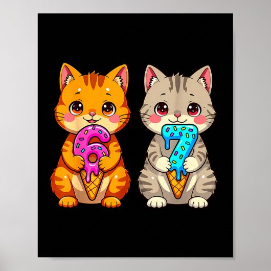 Schattige Kawaii Katten Neko 67 Drip Meme Grappig Poster (Voorkant)
