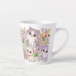 Schattige Kawaii Katten – Pastelkleuren, Speels & Latte Mok