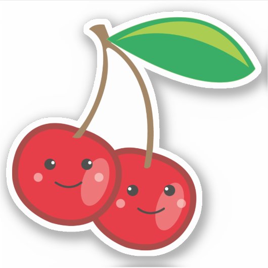 Schattige Kawaii Kersen Fruit Sticker (Voorkant)