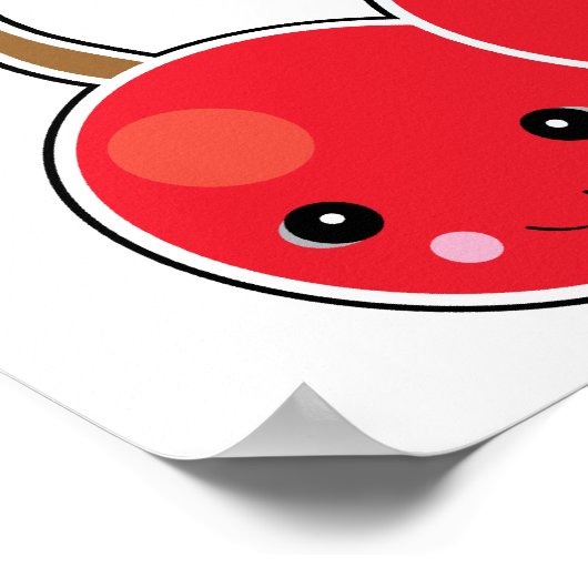 schattige kawaii - kersen poster (Hoek)