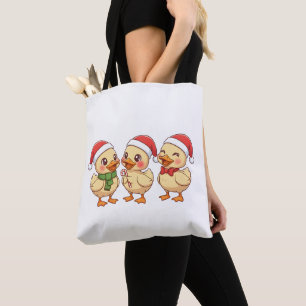 Schattige Kawaii Kerst Eenden Festieve Feestdage Draagtas
