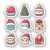 Schattige Kawaii Kerst sticker Pack (Voorkant)