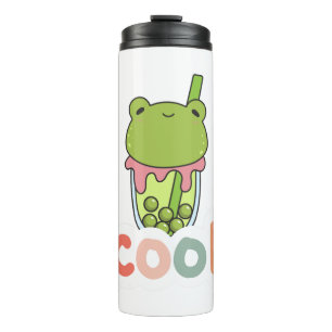 Schattige Kawaii Kikker Bubble Tea Cool Typografie Thermosbeker