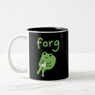 Schattige Kawaii Kikker Cake Meme Schattige Aesthe Tweekleurige Koffiemok