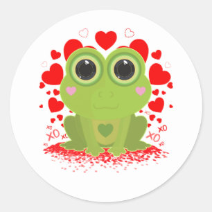 Schattige Kawaii Kikker Hartjes XOXO Liefde Dier Ronde Sticker
