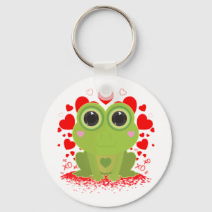 Schattige Kawaii Kikker Met Hartjes Schattig Liefd Sleutelhanger