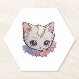 Schattige Kawaii Kitten 1 Kartonnen Onderzetters