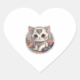 Schattige Kawaii Kitten Hart Sticker