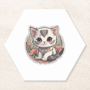 Schattige Kawaii Kitten Kartonnen Onderzetters