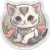 Schattige Kawaii Kitten Sticker (Voorkant)