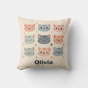 Schattige Kawaii Kittens Gezichten Kussen