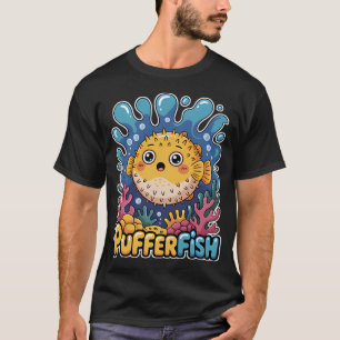 Schattige Kawaii Kogelvis In Kleurrijk Koraalrif T-shirt
