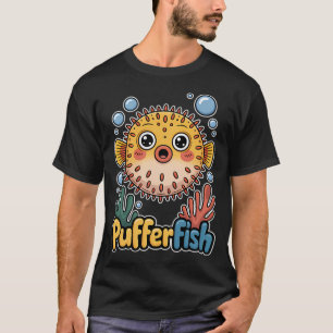 Schattige Kawaii Kogelvis In Kleurrijk Koraalrif T-shirt