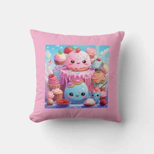 Schattige Kawaii. Kussen (Voorkant)