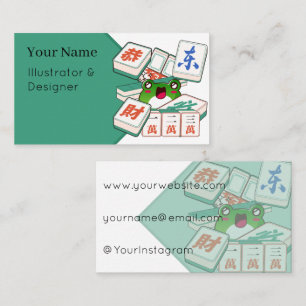 Schattige Kawaii Mahjong Kikker Gamer Visitekaartje