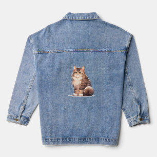 Schattige Kawaii Maine Coon Big Cat Denim Jacket