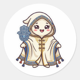 Schattige Kawaii Marokkaanse Barnous Cape en Khams Ronde Sticker