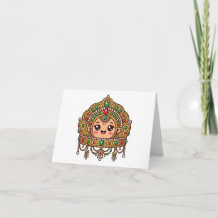 Schattige Kawaii Marokkaanse Bruidskroon TraditieS Bedankkaart