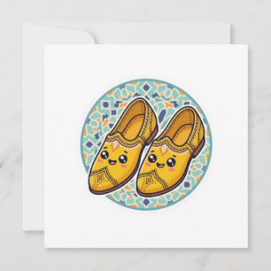 Schattige Kawaii Marokkaanse Gele Belgha Schoenen Kaart