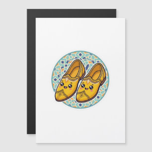 Schattige Kawaii Marokkaanse Gele Belgha Schoenen Magnetische Uitnodiging
