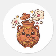 Schattige Kawaii Marokkaanse Tanjia Kleipot Voedse