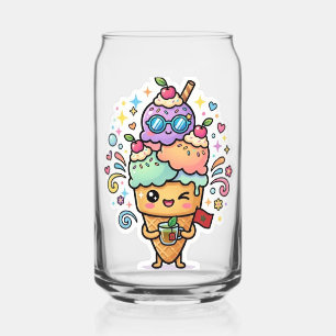 Schattige Kawaii Marokkaanse Zomer Iced Mint Thee Blikvorm Glas