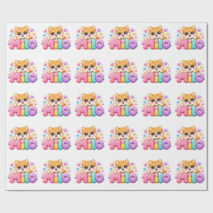 Schattige Kawaii Milo-hondennaam Pastel Roze Glitt Cadeaupapier