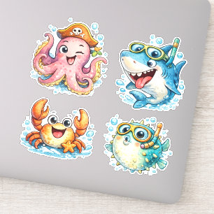 Schattige Kawaii Oceaanwezens   Sticker